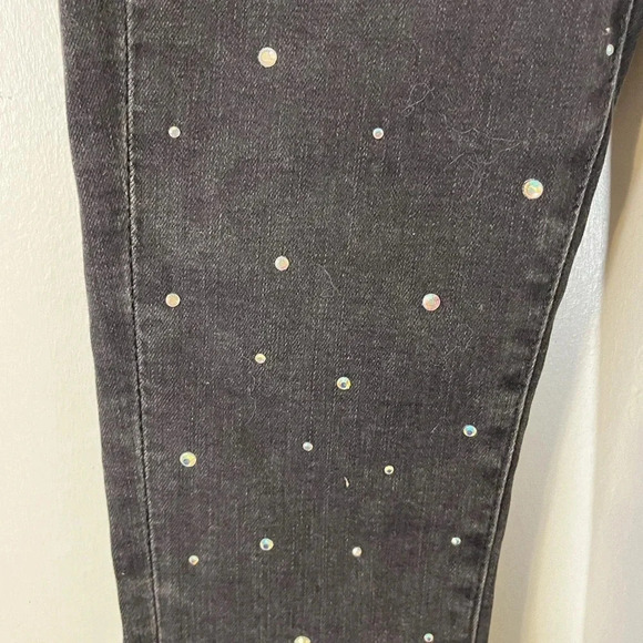 Guess Vintage black embroidered hand beaded girls skinny jeans size 7 Zip front - Picture 6 of 16